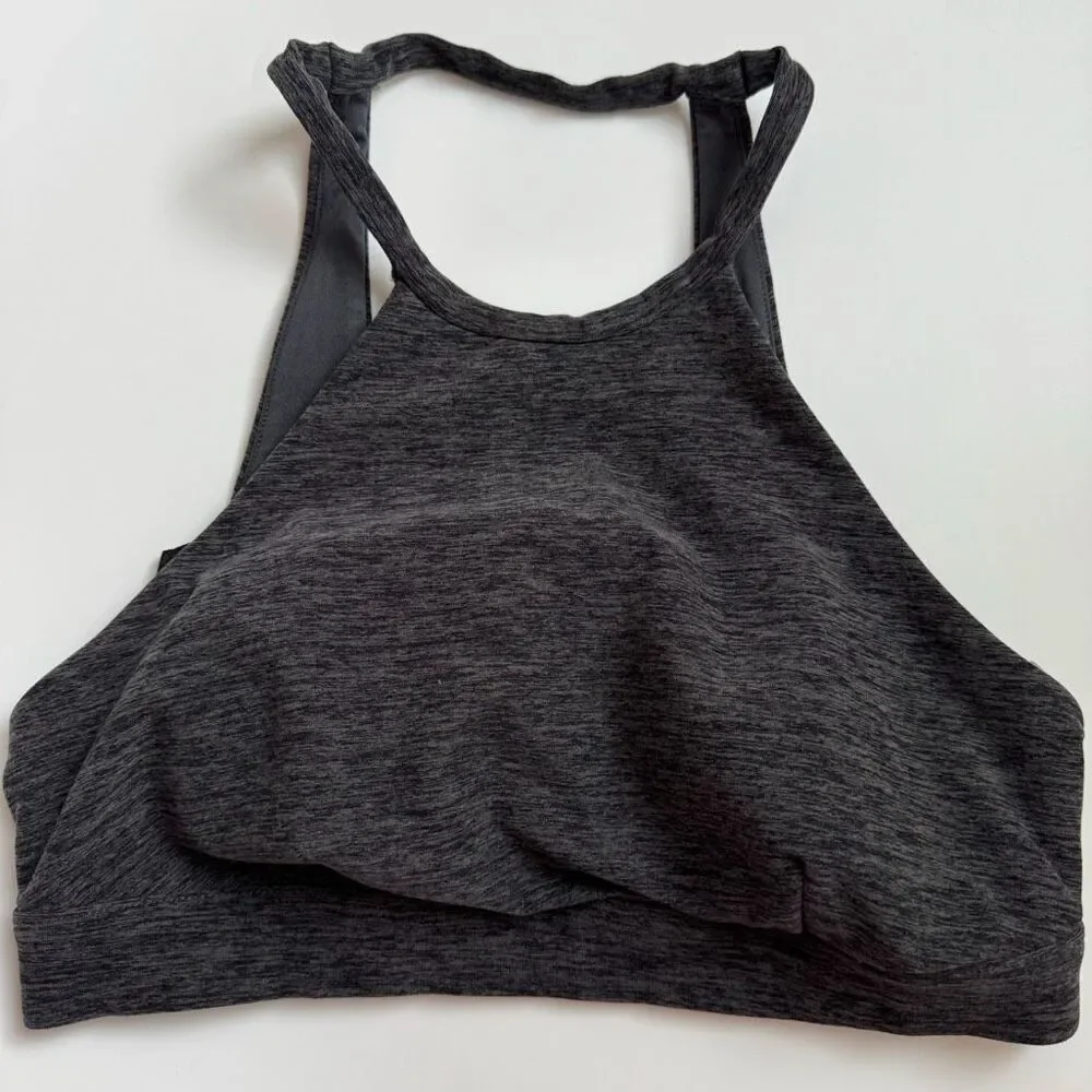 Alo Yoga Sports Bra Size Small Gray Heather Lotus Halter Stretch Comfort Alosoft